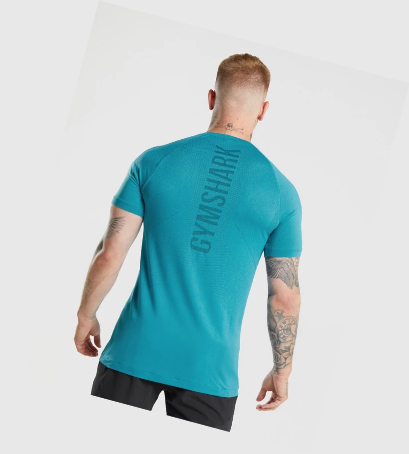 Camiseta Gymshark Apex Perform Hombre Azules | IKDJTSR-01