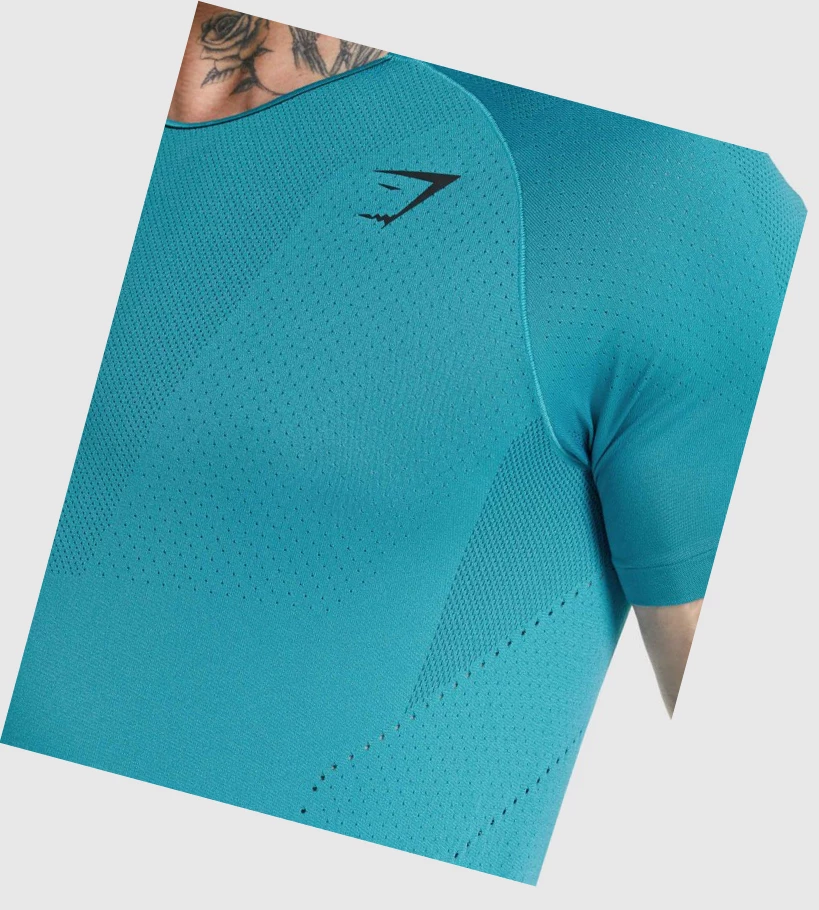 Camiseta Gymshark Apex Perform Hombre Azules | IKDJTSR-01