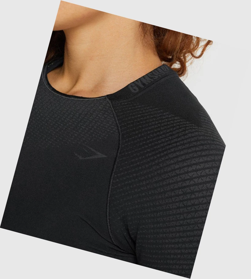 Camiseta Gymshark Apex Seamless Crop Top Mujer Negros | MOHYFEQ-13