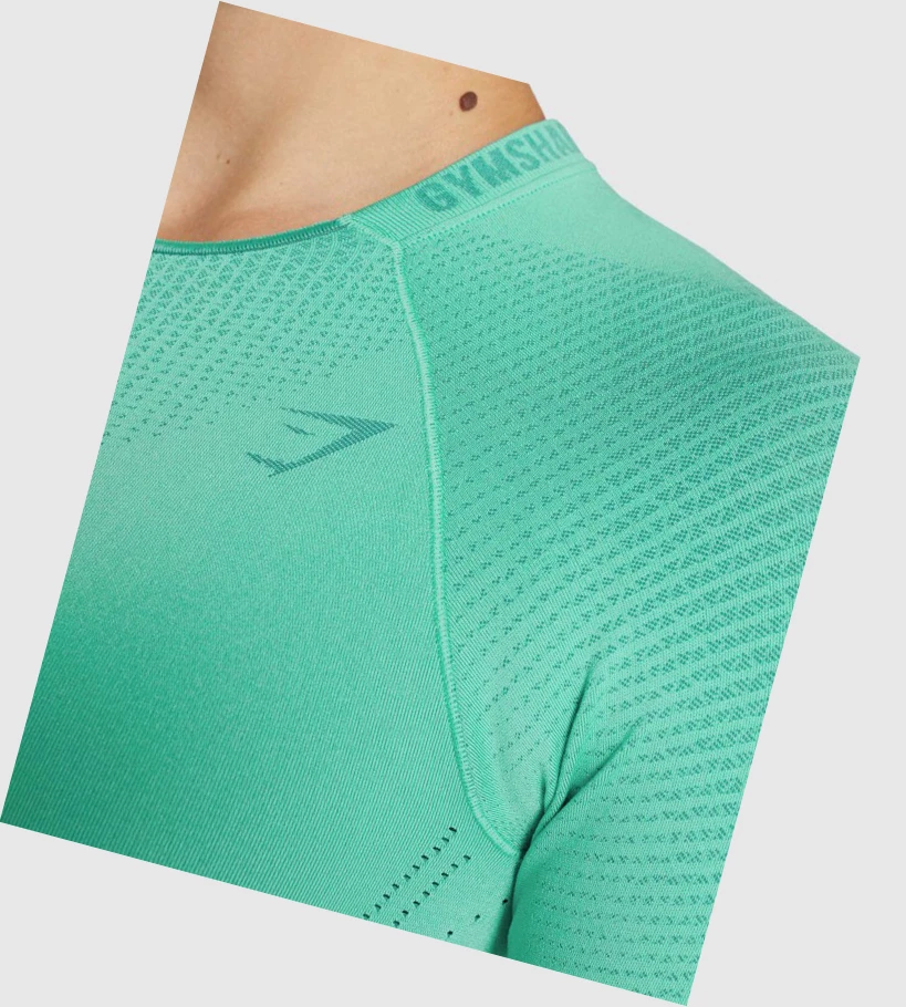 Camiseta Gymshark Apex Seamless Crop Top Mujer Turquesa | RIXNWKP-93