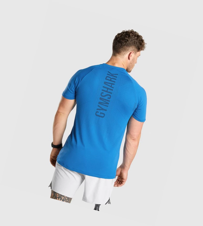 Camiseta Gymshark Apex Seamless Hombre Azules | CPHRIWU-82