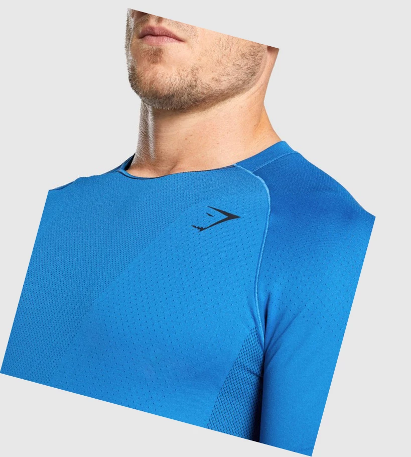 Camiseta Gymshark Apex Seamless Hombre Azules | CPHRIWU-82