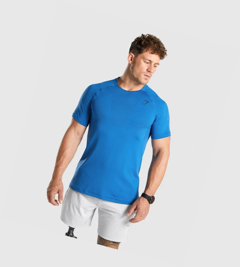 Camiseta Gymshark Apex Seamless Hombre Azules | CPHRIWU-82