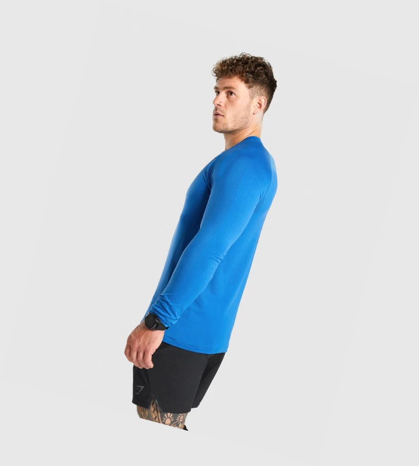 Camiseta Gymshark Apex Seamless Hombre Azules | SKQPHNM-36