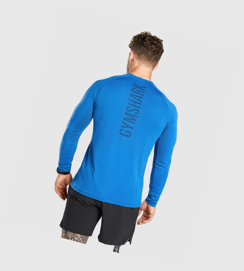 Camiseta Gymshark Apex Seamless Hombre Azules | SKQPHNM-36