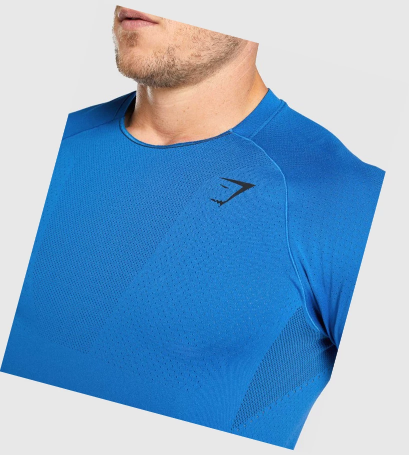 Camiseta Gymshark Apex Seamless Hombre Azules | SKQPHNM-36