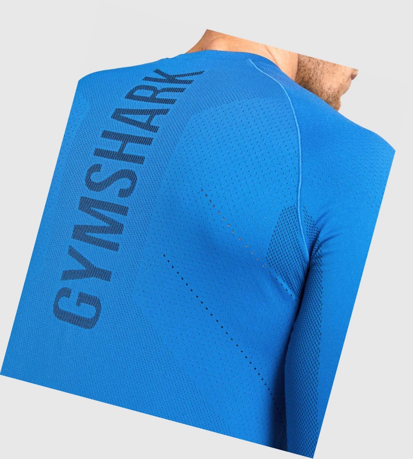 Camiseta Gymshark Apex Seamless Hombre Azules | SKQPHNM-36