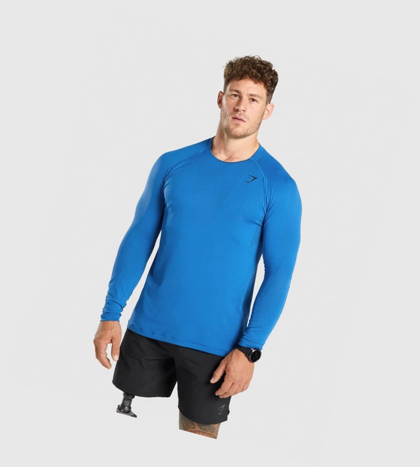 Camiseta Gymshark Apex Seamless Hombre Azules | SKQPHNM-36