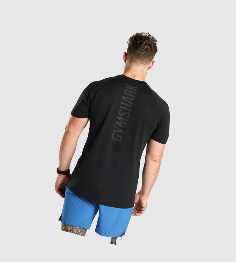 Camiseta Gymshark Apex Seamless Hombre Negros | XCEWYFD-37