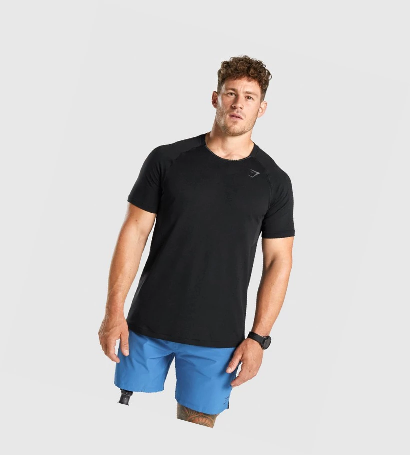 Camiseta Gymshark Apex Seamless Hombre Negros | XCEWYFD-37