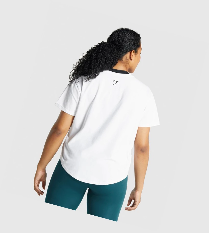 Camiseta Gymshark Apollo Estampados Mujer Blancos | UISFBYM-63