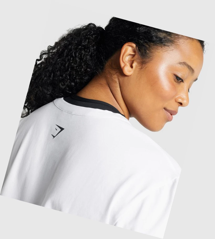 Camiseta Gymshark Apollo Estampados Mujer Blancos | UISFBYM-63