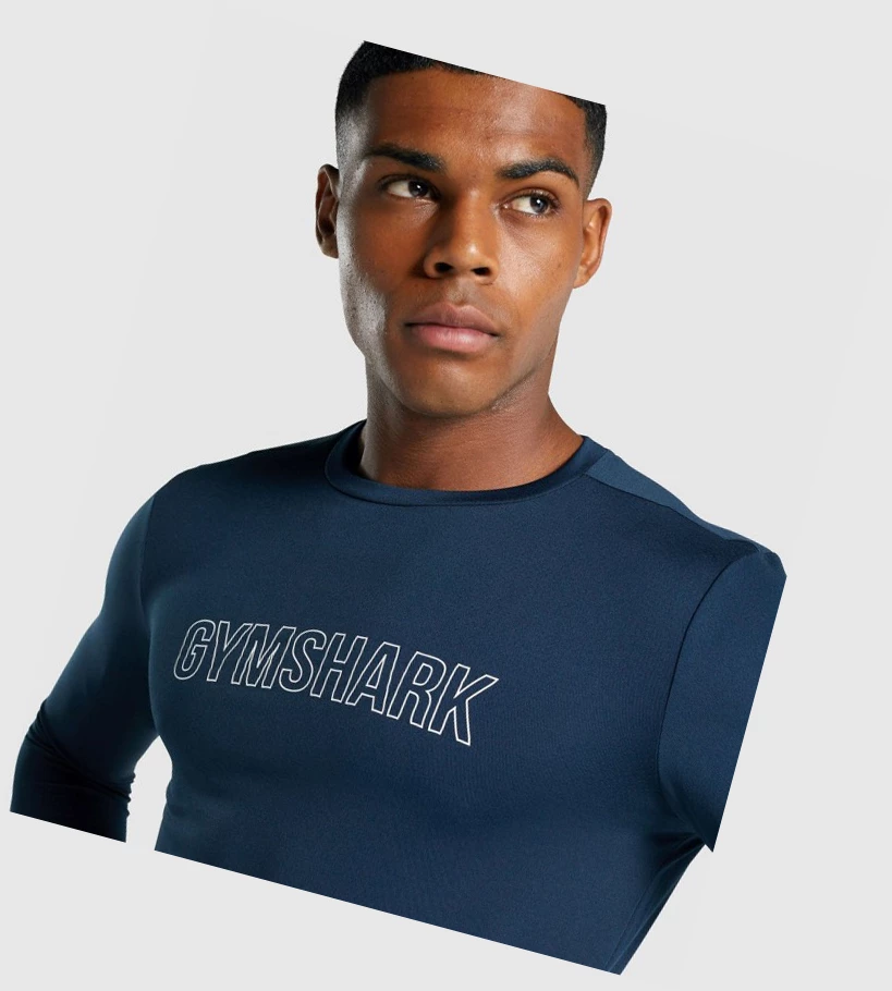 Camiseta Gymshark Arrival Estampados Hombre Azul Marino | ATODLCJ-72