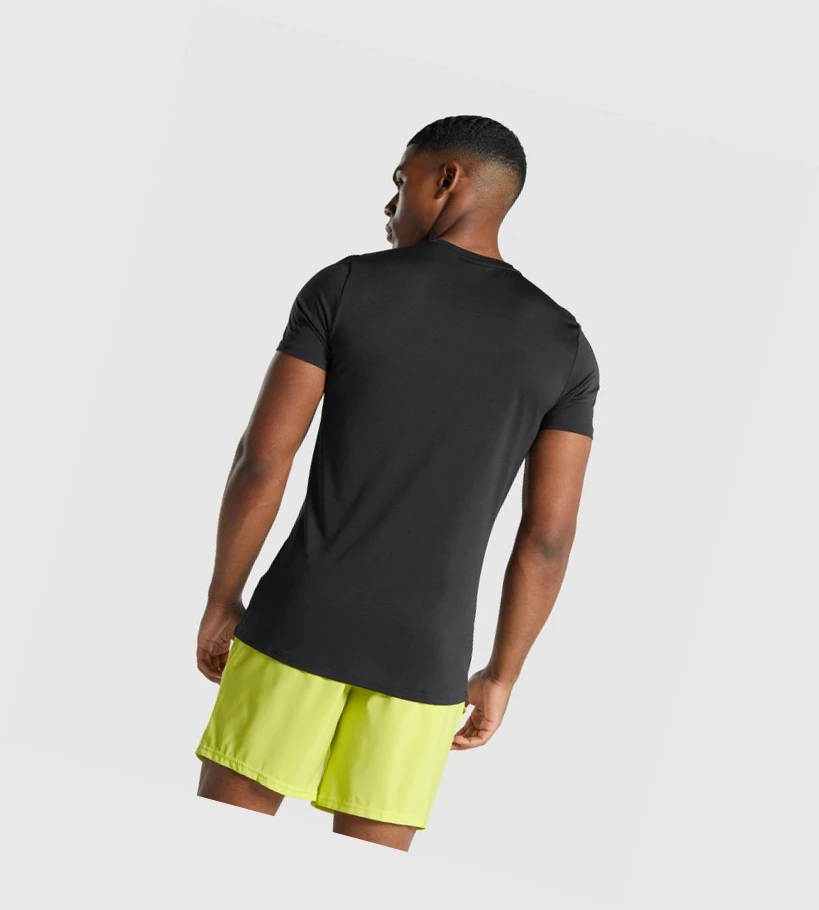 Camiseta Gymshark Arrival Estampados Hombre Negros | DAXEBHC-48