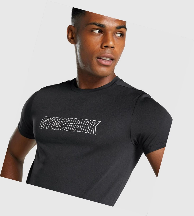 Camiseta Gymshark Arrival Estampados Hombre Negros | DAXEBHC-48