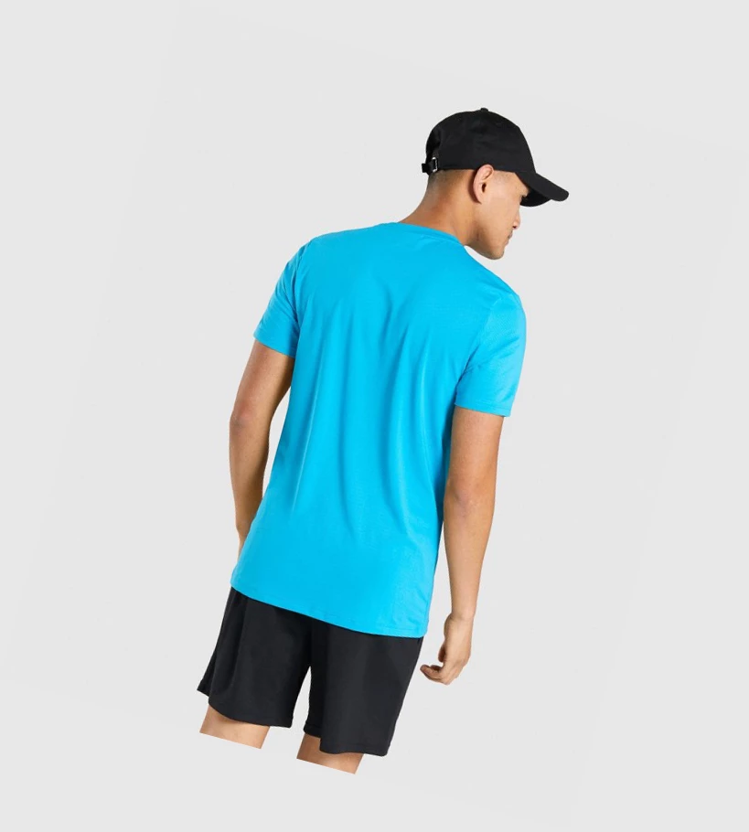 Camiseta Gymshark Arrival Estampados Hombre Azules Claro | ULQXNMV-81