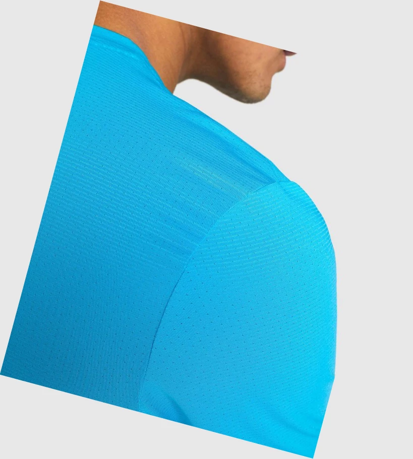 Camiseta Gymshark Arrival Estampados Hombre Azules Claro | ULQXNMV-81