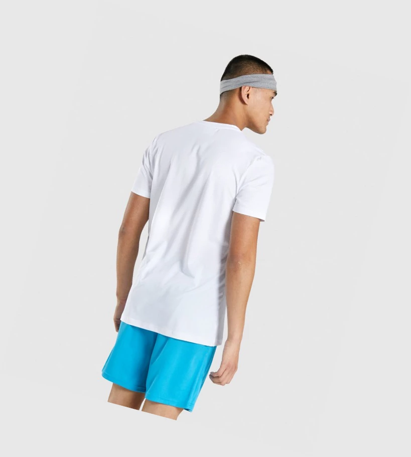 Camiseta Gymshark Arrival Estampados Hombre Blancos | VZXRJEG-09