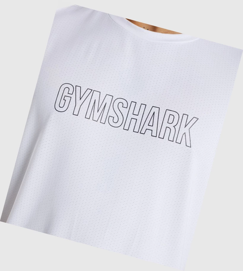 Camiseta Gymshark Arrival Estampados Hombre Blancos | VZXRJEG-09