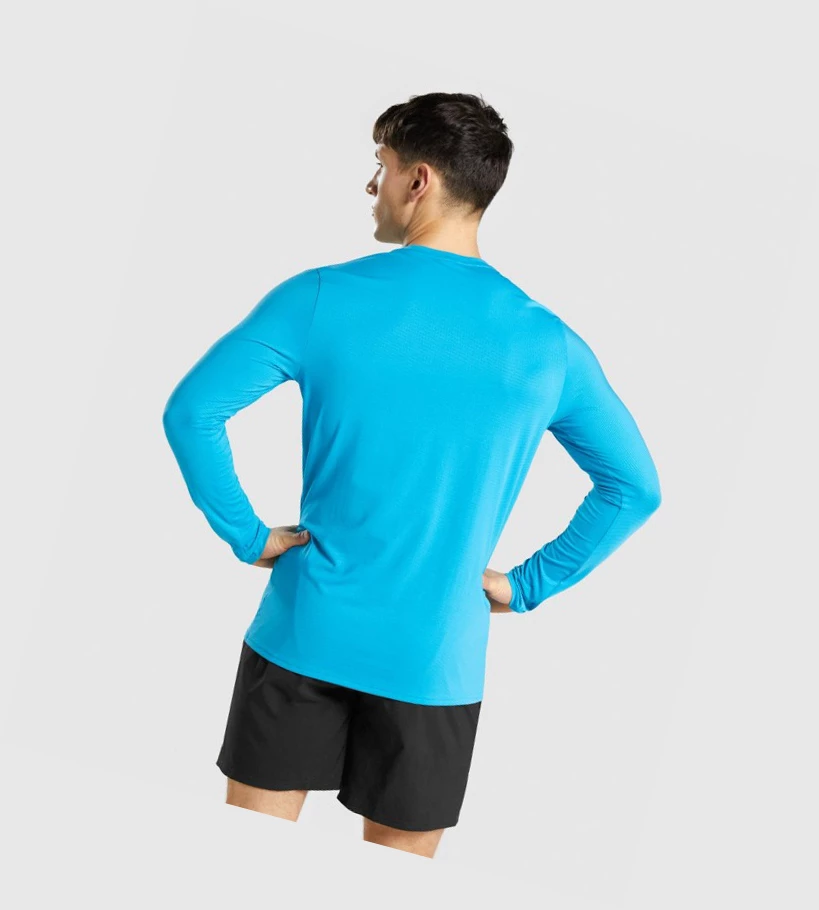 Camiseta Gymshark Arrival Estampados Hombre Azules | WSTNVRI-04