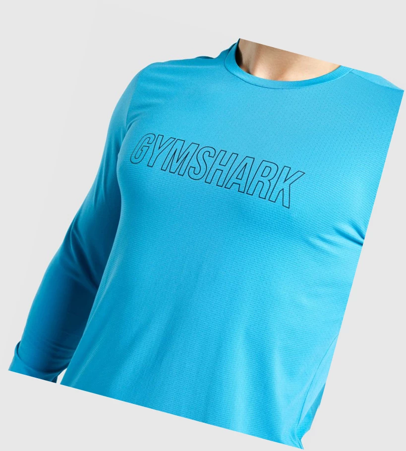 Camiseta Gymshark Arrival Estampados Hombre Azules | WSTNVRI-04