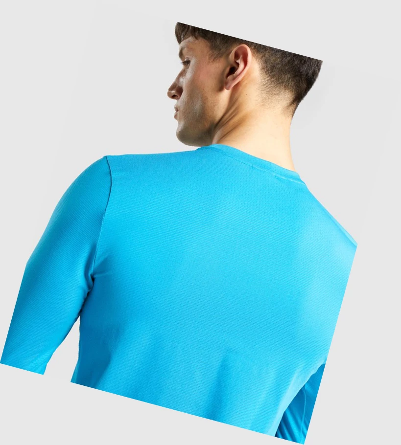 Camiseta Gymshark Arrival Estampados Hombre Azules | WSTNVRI-04