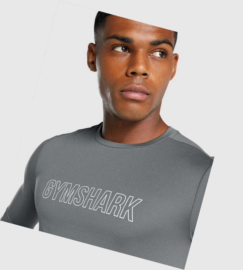 Camiseta Gymshark Arrival Estampados Hombre Grises | YRNSHEM-73