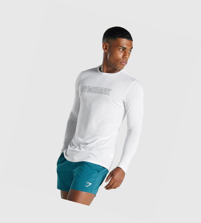 Camiseta Gymshark Arrival Estampados Hombre Blancos | ZBVFWHY-58