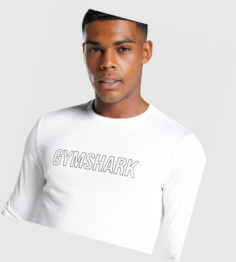 Camiseta Gymshark Arrival Estampados Hombre Blancos | ZBVFWHY-58