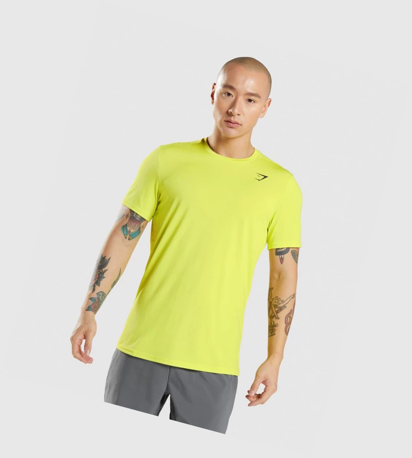 Camiseta Gymshark Arrival Hombre Amarillos | ZQMRESA-09