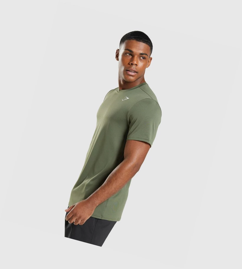 Camiseta Gymshark Arrival Hombre Verde Oliva | KINJOUM-07