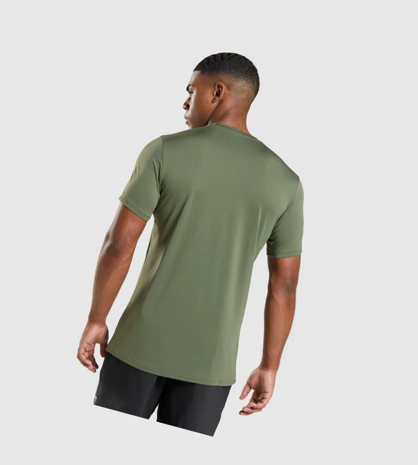 Camiseta Gymshark Arrival Hombre Verde Oliva | KINJOUM-07