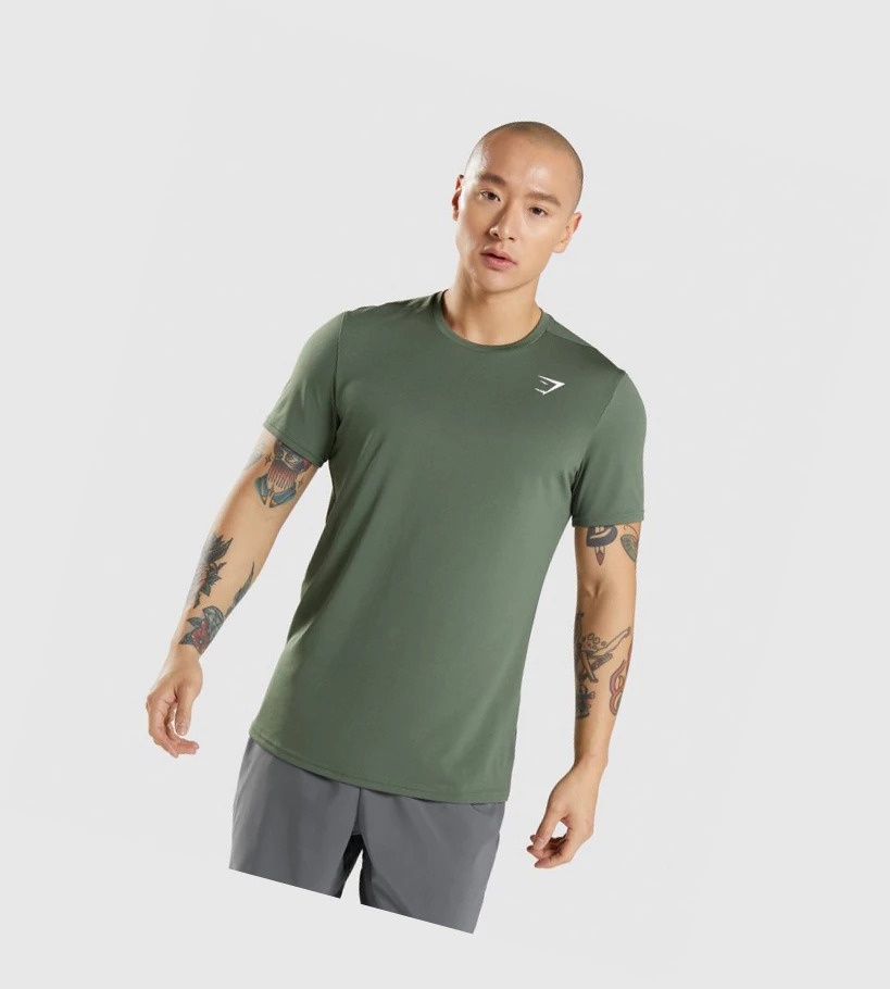 Camiseta Gymshark Arrival Hombre Verdes | GEUOSBW-08