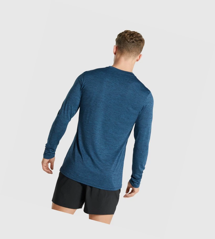 Camiseta Gymshark Arrival Marl Hombre Azul Marino | IAMUBQR-56