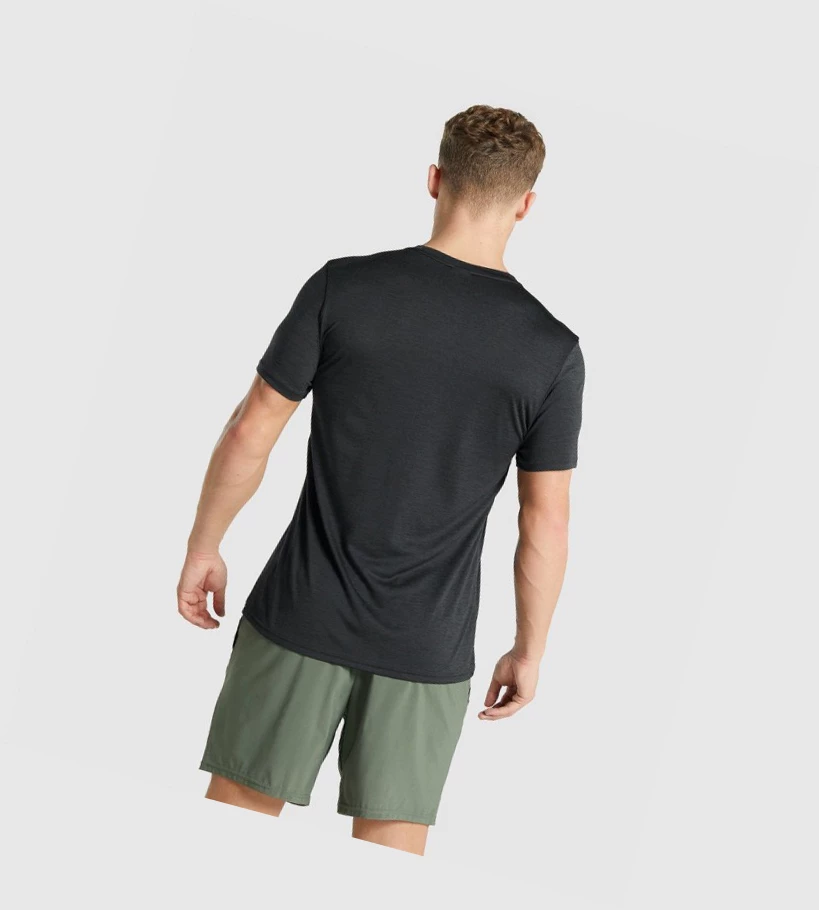 Camiseta Gymshark Arrival Marl Hombre Negros | BFZOAIW-19