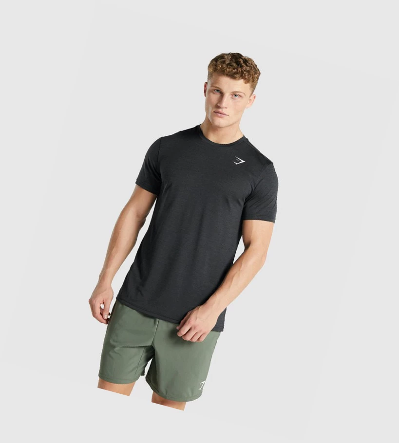 Camiseta Gymshark Arrival Marl Hombre Negros | BFZOAIW-19