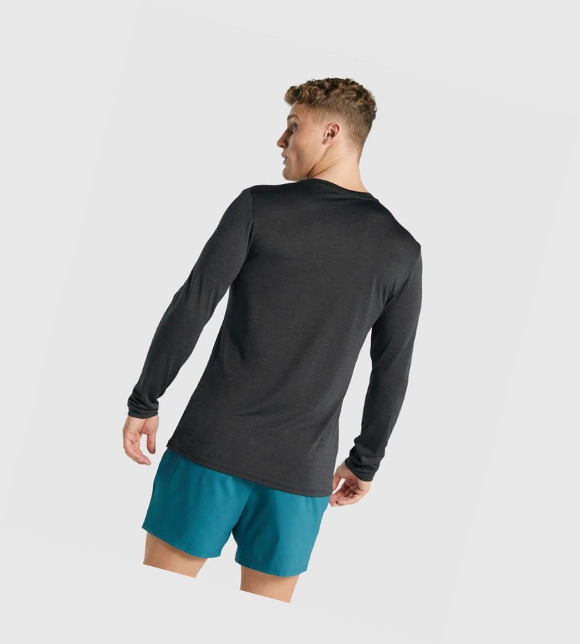 Camiseta Gymshark Arrival Marl Hombre Negros | TSALUXW-95