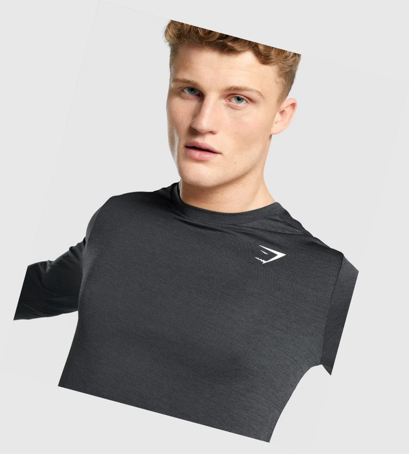 Camiseta Gymshark Arrival Marl Hombre Negros | TSALUXW-95