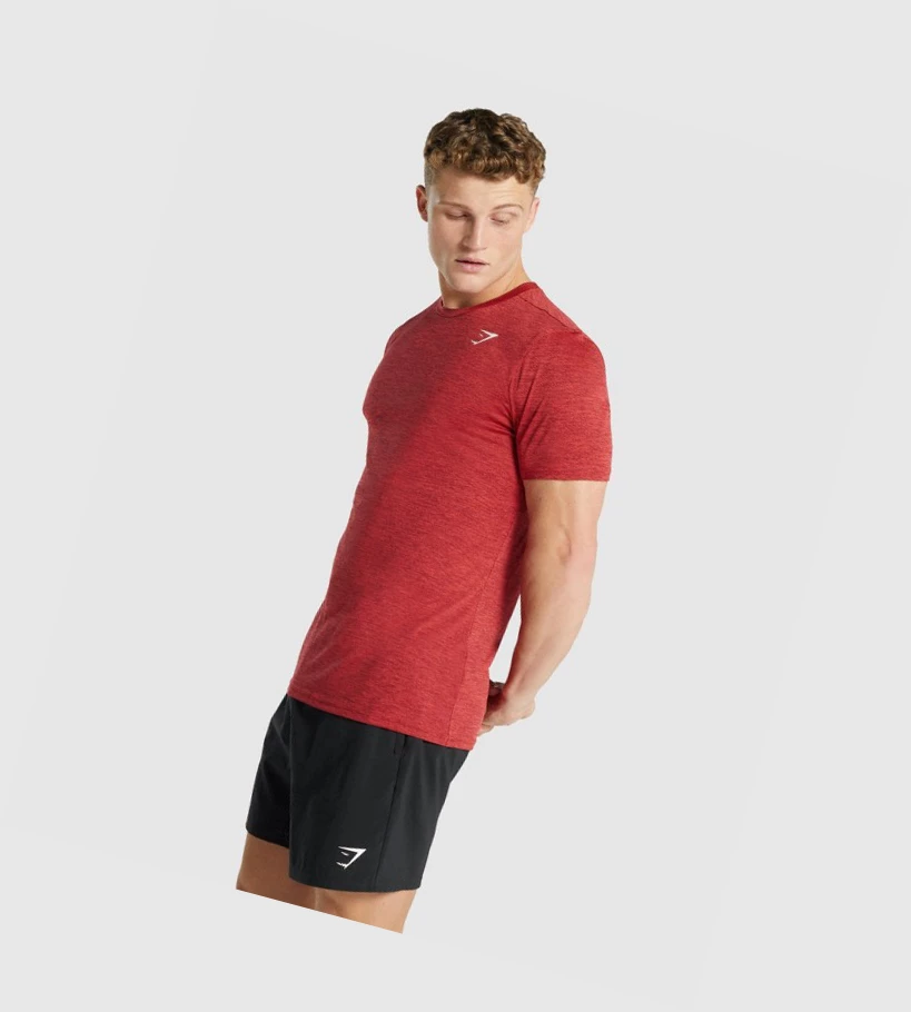 Camiseta Gymshark Arrival Marl Hombre Rojos | NXZJFAG-76