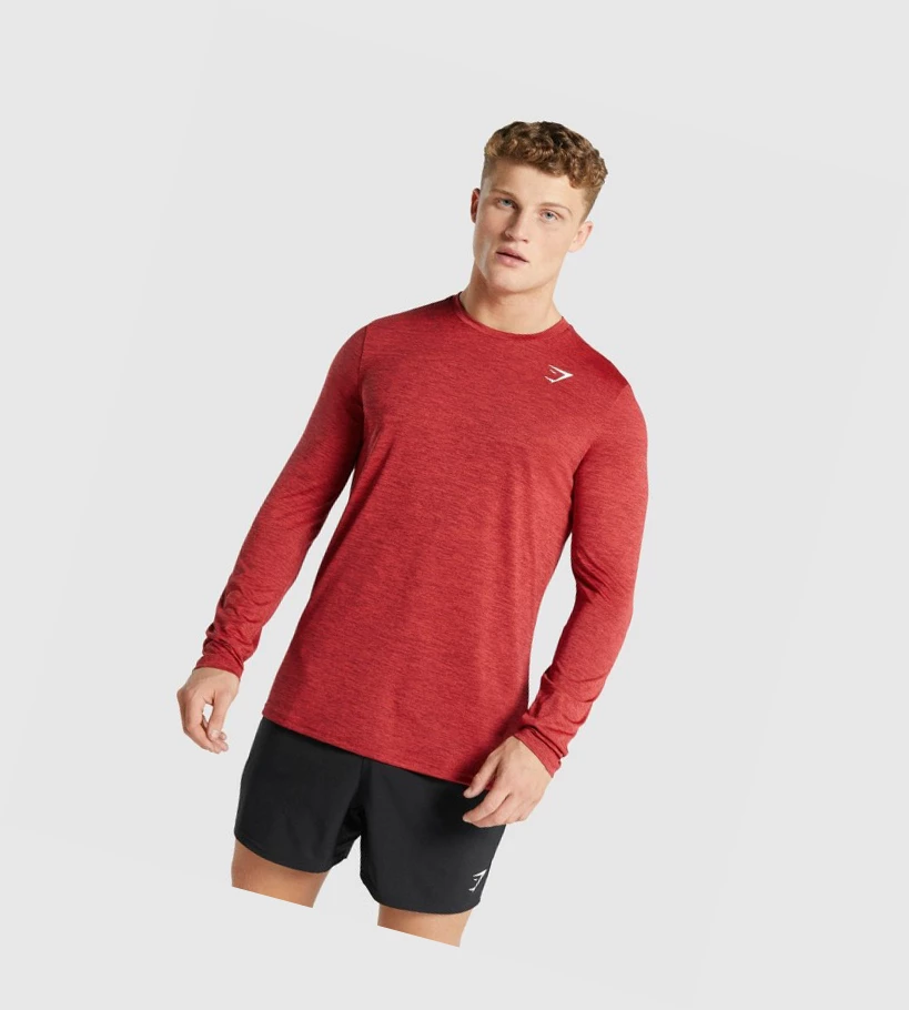 Camiseta Gymshark Arrival Marl Hombre Rojos | OPAXWIZ-45