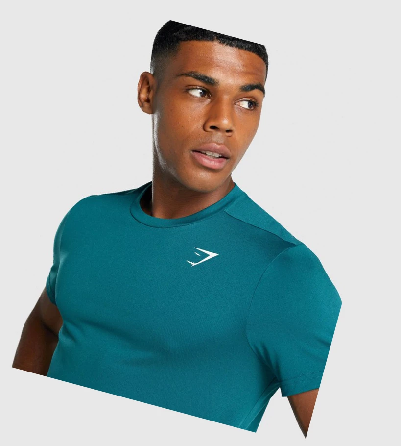 Camiseta Gymshark Arrival Regular Fit Hombre Turquesa | EJQSGXZ-39