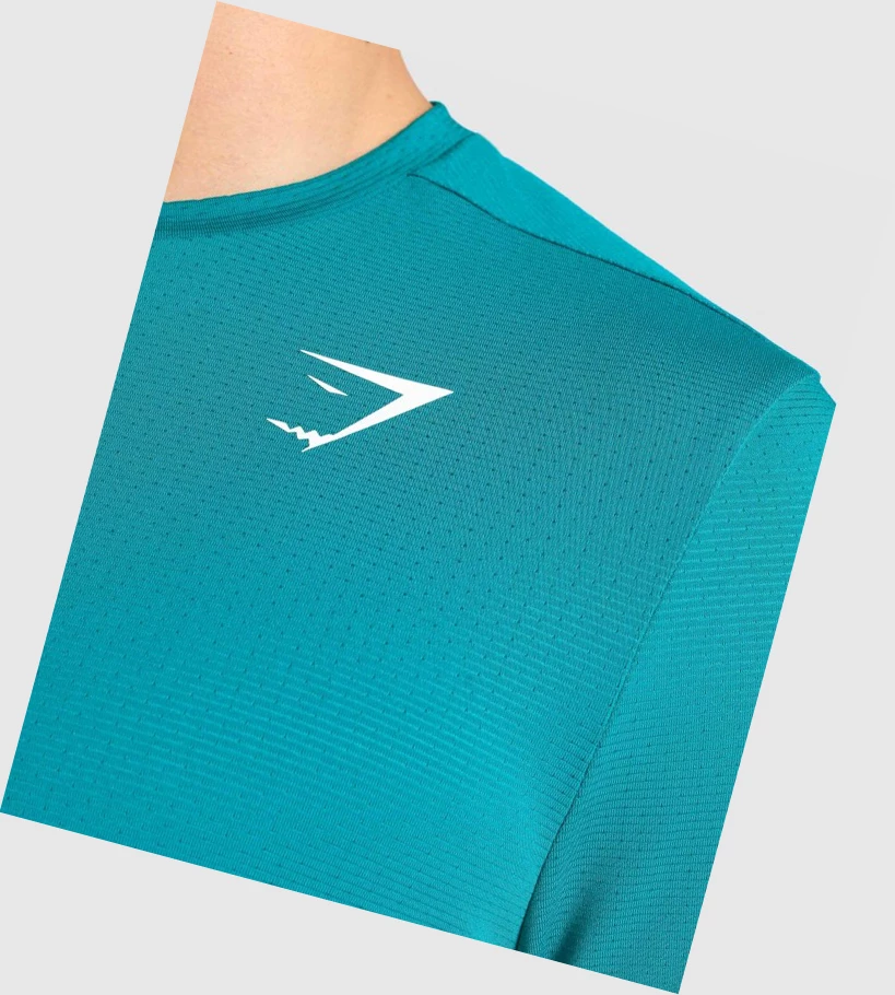 Camiseta Gymshark Arrival Regular Fit Hombre Turquesa | GDBZFCU-20