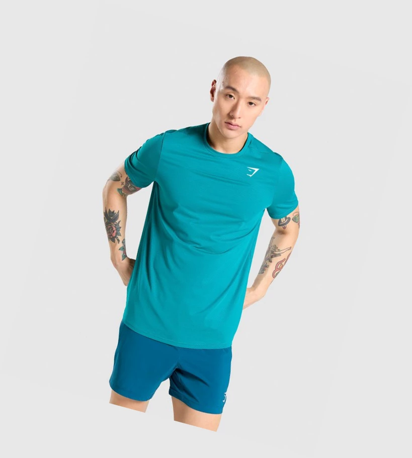 Camiseta Gymshark Arrival Regular Fit Hombre Turquesa | GDBZFCU-20