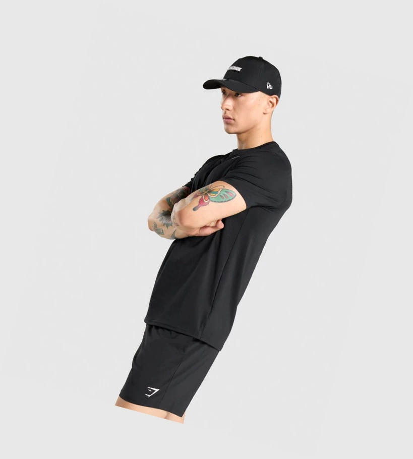 Camiseta Gymshark Arrival Regular Fit Hombre Negros | KHTWCSI-67