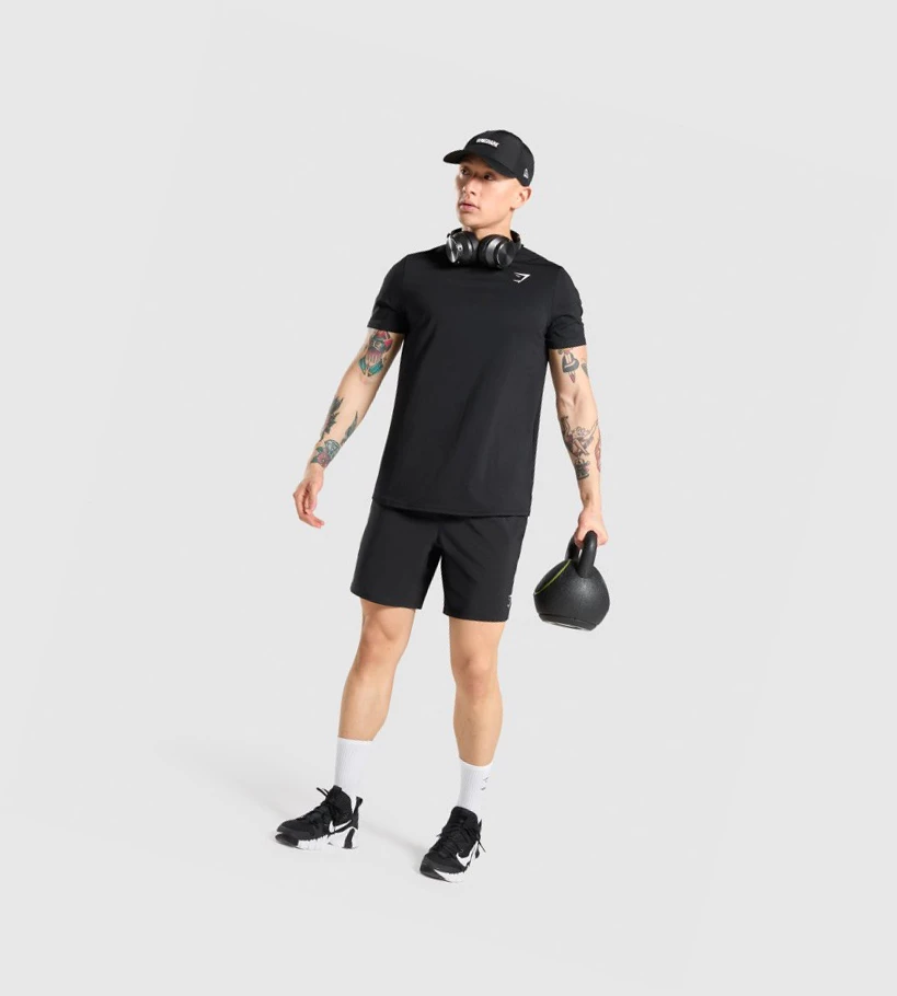 Camiseta Gymshark Arrival Regular Fit Hombre Negros | KHTWCSI-67