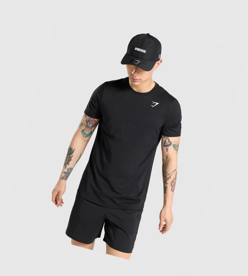 Camiseta Gymshark Arrival Regular Fit Hombre Negros | KHTWCSI-67