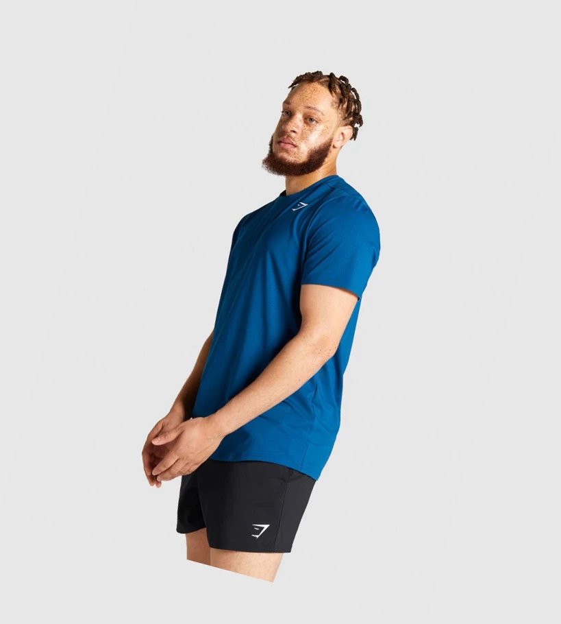 Camiseta Gymshark Arrival Regular Fit Hombre Azules | WXCUIYB-60