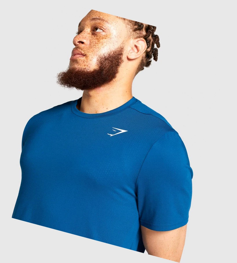 Camiseta Gymshark Arrival Regular Fit Hombre Azules | WXCUIYB-60