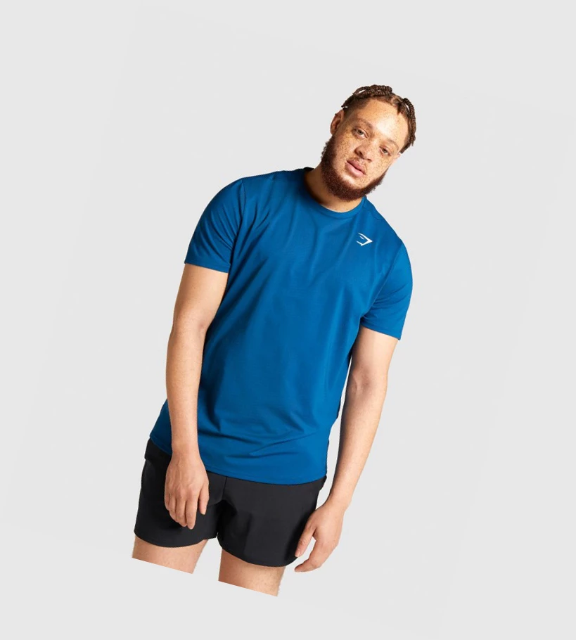 Camiseta Gymshark Arrival Regular Fit Hombre Azules | WXCUIYB-60