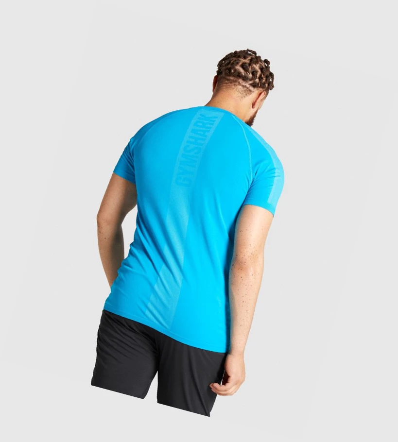 Camiseta Gymshark Aspect Ligeros Seamless Hombre Azules | FRMHQTC-98